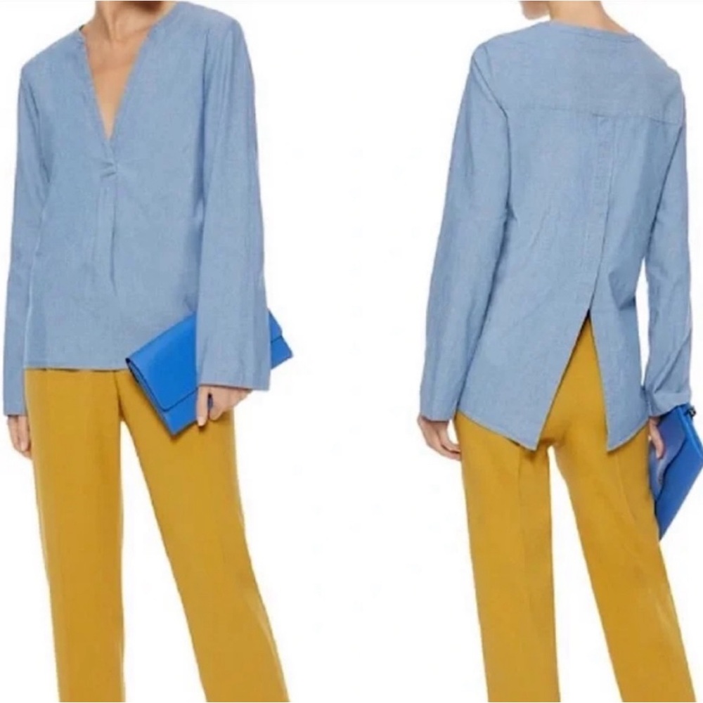 Theory Ofelia Chambray Long Sleeve Top‎